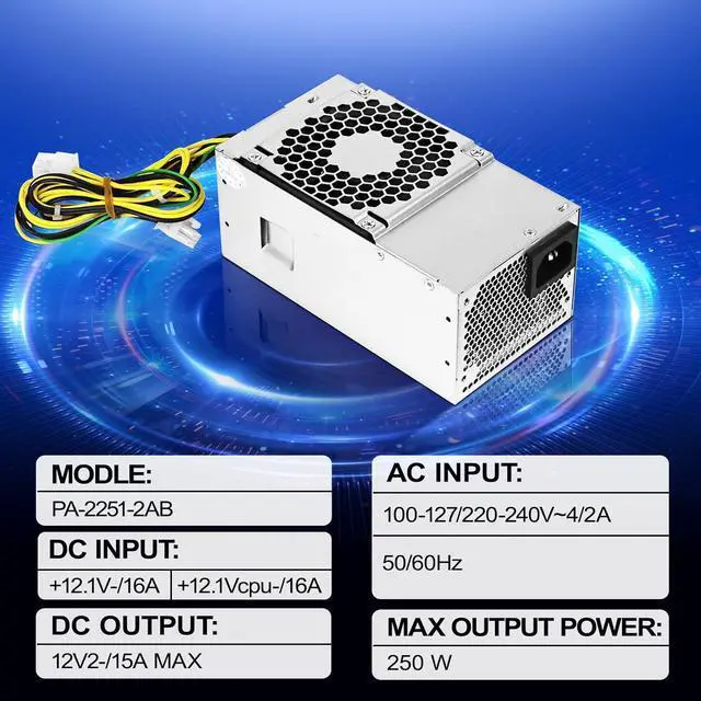 Alt view image 5 of 6 - WRIARICH LXun Upgraded 250W Power Supply PA-2251-2AB Compatible with Acer Veriton X4270 N4288 E450 D650 X2660G X4660G Replace for PA-2251-2 FSP250-20TGPAA PA-1181-10AC PA-1181-10AB DC.2501B.001