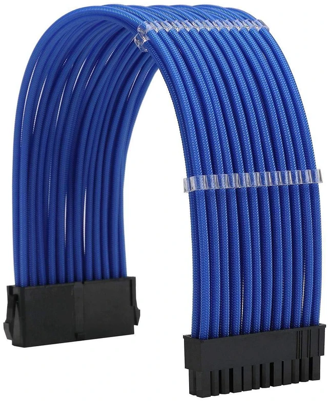 Alt view image 2 of 6 - WRIARICH Sleeve Extension Power Supply Cable Kit 18AWG ATX 24P+ EPS 8-P+PCI-E8-P with Combs for PSU to Motherboard/GPU (Blue)