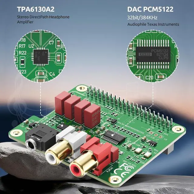 Alt view image 2 of 7 - WRIARICH HiFi DAC HAT for Raspberry Pi 5/4/3B+/Zero | PCM5122 384kHz/32bit DAC Audio Card Expansion Board | Dual Oscillators & DOP | RCA/3.5mm Output 112dB SNR