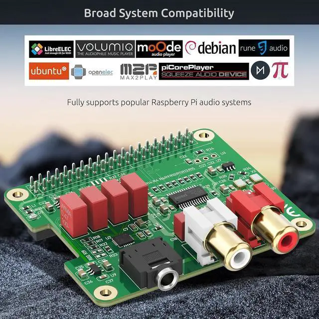 Alt view image 3 of 7 - WRIARICH HiFi DAC HAT for Raspberry Pi 5/4/3B+/Zero | PCM5122 384kHz/32bit DAC Audio Card Expansion Board | Dual Oscillators & DOP | RCA/3.5mm Output 112dB SNR
