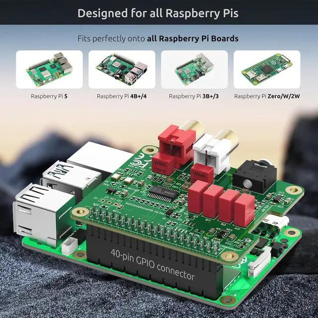 Alt view image 4 of 7 - WRIARICH HiFi DAC HAT for Raspberry Pi 5/4/3B+/Zero | PCM5122 384kHz/32bit DAC Audio Card Expansion Board | Dual Oscillators & DOP | RCA/3.5mm Output 112dB SNR