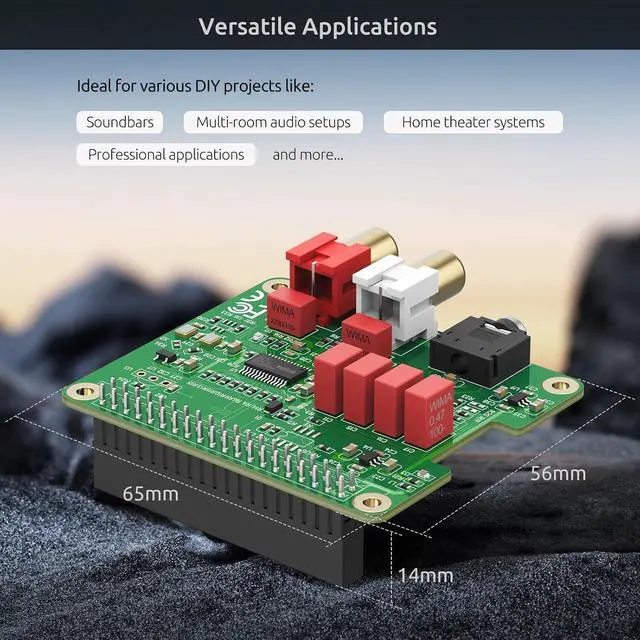 Alt view image 7 of 7 - WRIARICH HiFi DAC HAT for Raspberry Pi 5/4/3B+/Zero | PCM5122 384kHz/32bit DAC Audio Card Expansion Board | Dual Oscillators & DOP | RCA/3.5mm Output 112dB SNR