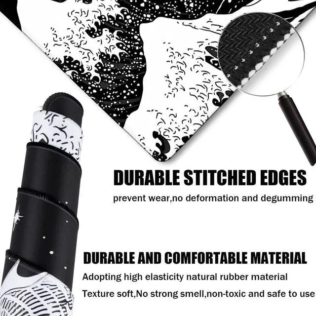 Alt view image 2 of 7 - WRIARICH Extra Large Mouse Pad, Gaming Mouse Pad, Waterproof Extra Large Mousepad with Stitched Edges, Non-Slip Base Keyboard Pad for Gamer, Office & Home, 31.5 x 15.8, Dragon