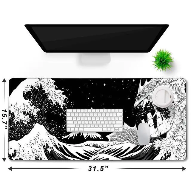 Alt view image 6 of 7 - WRIARICH Extra Large Mouse Pad, Gaming Mouse Pad, Waterproof Extra Large Mousepad with Stitched Edges, Non-Slip Base Keyboard Pad for Gamer, Office & Home, 31.5 x 15.8, Dragon