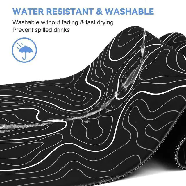 Alt view image 6 of 7 - WRIARICH Mouse Pad Gaming Mousepad 31.5 x 11.8in Large Mouse Pad for Keyboard and Mouse with Anti-Slip Rubber Base, Keyboard Pad XL Mouse Mat for Home and OfficeBlack with White Topographic Line