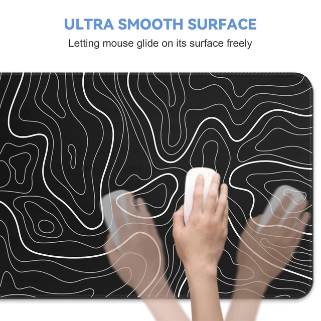 Alt view image 7 of 7 - WRIARICH Mouse Pad Gaming Mousepad 31.5 x 11.8in Large Mouse Pad for Keyboard and Mouse with Anti-Slip Rubber Base, Keyboard Pad XL Mouse Mat for Home and OfficeBlack with White Topographic Line