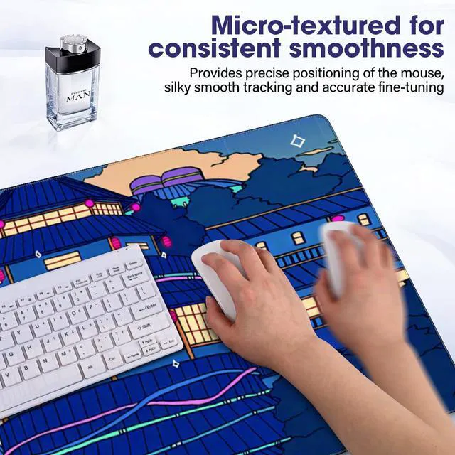 Alt view image 4 of 7 - WRIARICH Gaming Mouse Pad - 31.5" x 15.7" Large Desk Mat with Stitched Edges, Waterproof Coating, Non-Slip Rubber Base for Gamers, Esports Pros, Office & Home
