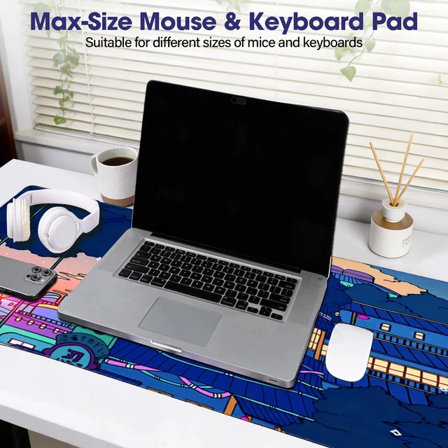 Alt view image 6 of 7 - WRIARICH Gaming Mouse Pad - 31.5" x 15.7" Large Desk Mat with Stitched Edges, Waterproof Coating, Non-Slip Rubber Base for Gamers, Esports Pros, Office & Home