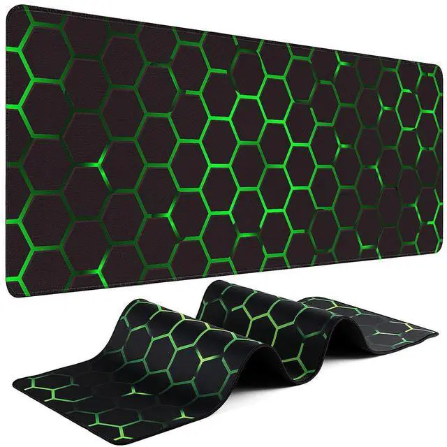 Main image of WRIARICH Gaming Mouse Pad - (31.5"×11.8") Honeycomb Large Mouse Pads for Desk - Desk Mat for Keyboard and Mouse with Non-Slip Base, Desks Pad Matfor Game/Office & HomeBlack and Green