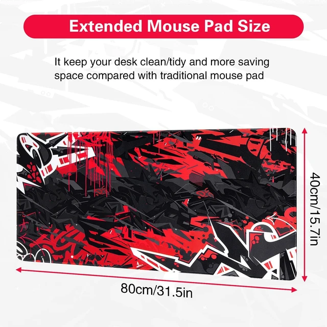 Alt view image 6 of 7 - WRIARICH Pad 31.5x15.8inch Extended XXL Large Mouse Pad Big Computer Keyboard Mouse Mat Desk Pad with Non-Slip & Rubber Base & Stitched Edge