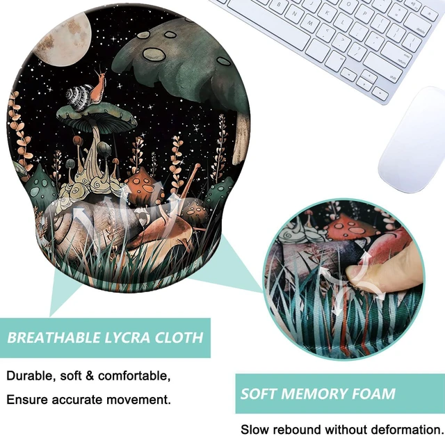Alt view image 3 of 7 - WRIARICH Mouse Pad with Wrist Support, Ergonomic Mouse Pad with Memory Foam Wrist Rest Cushion, Non-Slip Rubber Base Gaming Mice Pad for Home Office Computer Laptop, Snail