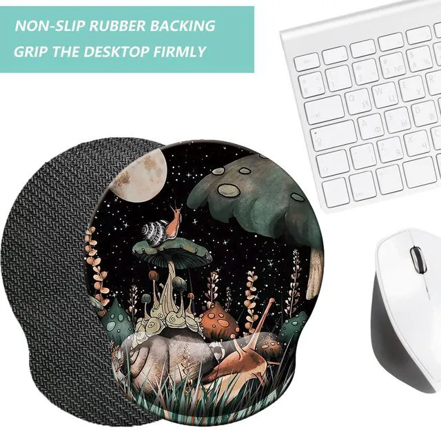 Alt view image 4 of 7 - WRIARICH Mouse Pad with Wrist Support, Ergonomic Mouse Pad with Memory Foam Wrist Rest Cushion, Non-Slip Rubber Base Gaming Mice Pad for Home Office Computer Laptop, Snail