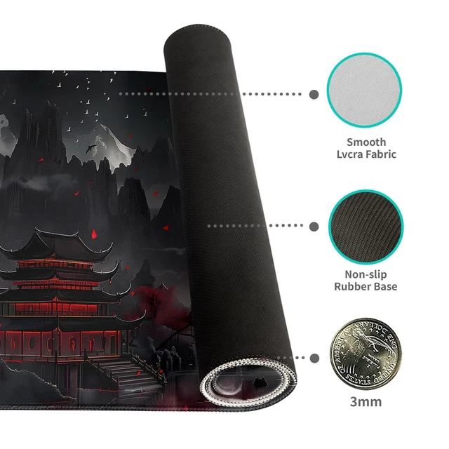 Alt view image 3 of 7 - WRIARICH Japanese Desk Mat Mouse Pad Dark Moon Gaming Desk Pad XL Large Mouse Mat Office Decor Accessories (Mountain Moon)