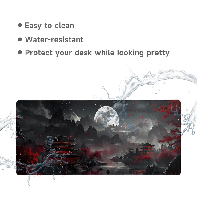 Alt view image 5 of 7 - WRIARICH Japanese Desk Mat Mouse Pad Dark Moon Gaming Desk Pad XL Large Mouse Mat Office Decor Accessories (Mountain Moon)