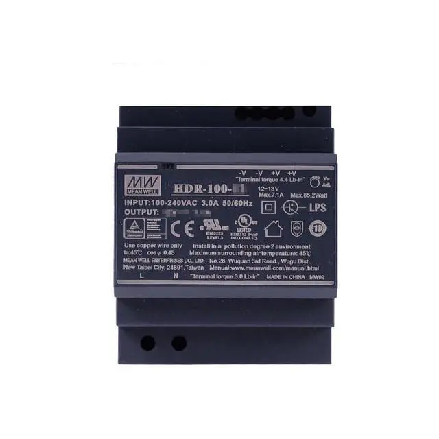 Alt view image 4 of 4 - WRIARICH Mean Well HDR 100W 12V 7.5A Switching Power Supply AC Single Output DIN Rail HDR-100-12N Ultra Slim Step Shape Power Supply Driver Transformer