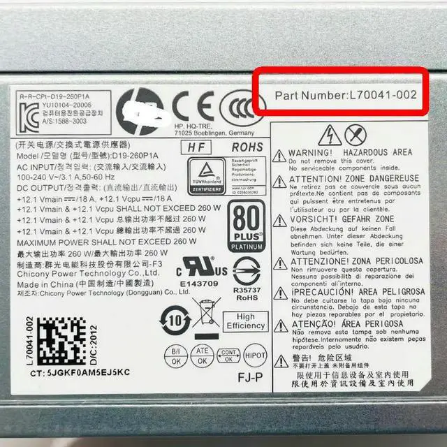 Alt view image 2 of 3 - WRIARICH POWER SUPPLY L70041-002 /-001 FOR 282 280 600 Pro G3 G4 MT D19-260P1A D17-310P1A 260W