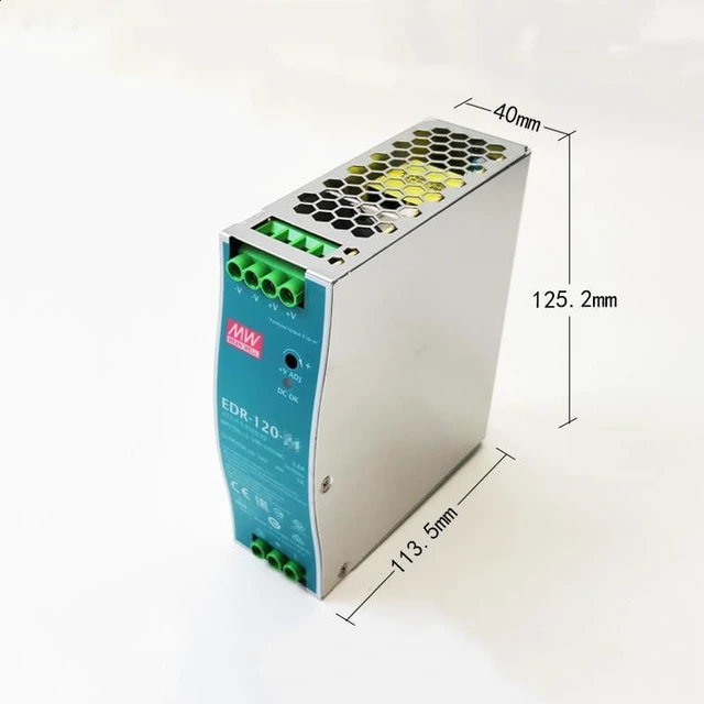 Alt view image 2 of 4 - WRIARICH Mean Well EDR 120W 48V 2.5A Switching Power Supply AC/DC Single Output Industrial DIN Rail EDR-120-48 Power Supply Driver Transformer, Slim Metal Case