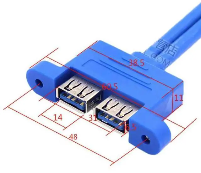 Alt view image 3 of 3 - WRIARICH 30cm 50cm PC Mainboard 20 pin to Dual USB 3.0 Ports Express Cable Motherboard 2 USB3.0 Panel Bracket Extension cable