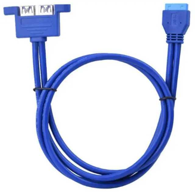 Alt view image 2 of 3 - WRIARICH 30cm 50cm PC Mainboard 20 pin to Dual USB 3.0 Ports Express Cable Motherboard 2 USB3.0 Panel Bracket Extension cable