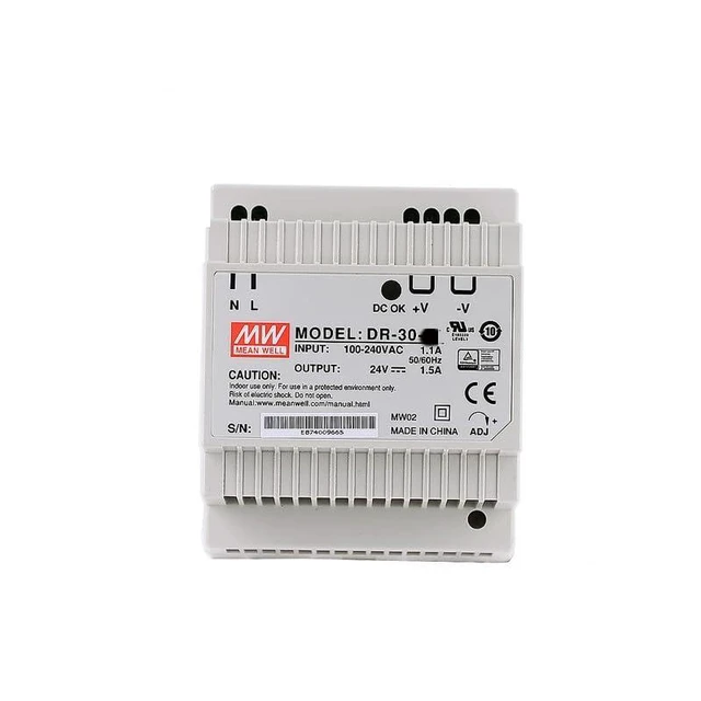 Alt view image 2 of 3 - WRIARICH Mean Well DR 30W 12V 2A Switching Power Supply AC-DC Single Output Industrial DIN Rail DR-30-12 Slim Type Enclosed Power Supply Driver Transformer