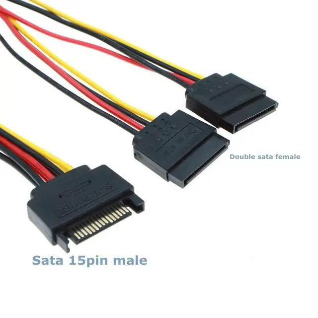 Alt view image 4 of 6 - WRIARICH 0.2m SATA II Computer Case 15Pin SATA Male to 2 Female 15Pin Power Hard Disk Distributor 1 to 2 Extension Cable