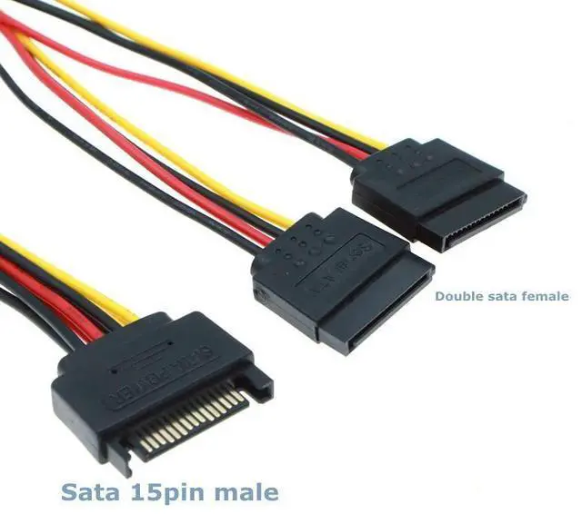 Main image of WRIARICH 0.2m SATA II Computer Case 15Pin SATA Male to 2 Female 15Pin Power Hard Disk Distributor 1 to 2 Extension Cable