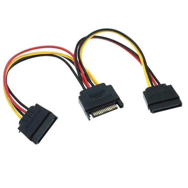 Alt view image 3 of 6 - WRIARICH 0.2m SATA II Computer Case 15Pin SATA Male to 2 Female 15Pin Power Hard Disk Distributor 1 to 2 Extension Cable