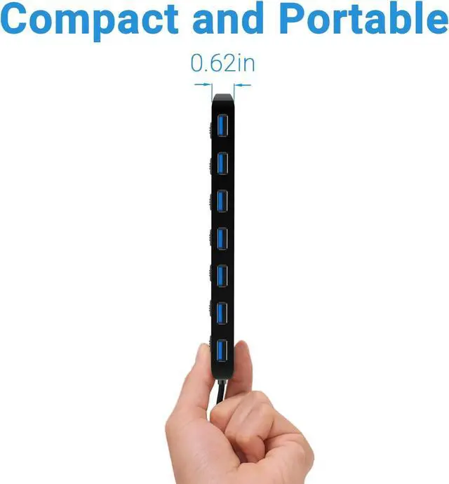 Alt view image 6 of 7 - WRIARICH atolla 7-Port USB 3.0 Hub Splitter, USB Extender Ultra Slim Data USB Hub with Individual Power Switch and LEDs