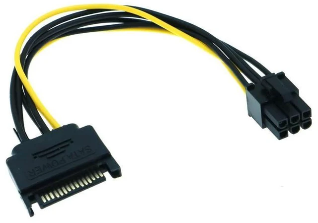 Alt view image 6 of 6 - WRIARICH SATA 15Pin Male to 6Pin Male Graphics Card Power Cord, SATA Powered by Power Supply Cable,15P to 6P Reverse Power Supply Cable