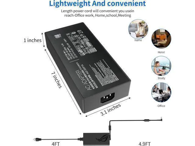 Alt view image 4 of 7 - WRIARICH 280W 14A 20V ADP-280EB B AC Charger for Rog Flow X16 Rog Strix G15 G16 G17 14A/20V AC Adapter for Rog Strix G18 Rog Strix Scar 15 17 SE ROG Zephyrus M16 Tuf Gaming A16 (6.0 X 3.7mm)