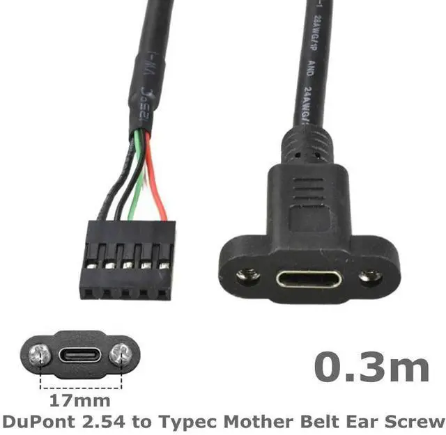 Main image of WRIARICH 30cm DuPont 2.54 5pin to Type-C Female Ribbon Screw Fixed Data Charging Cable 2.0 Version TPCI Board USB Plug Type-C