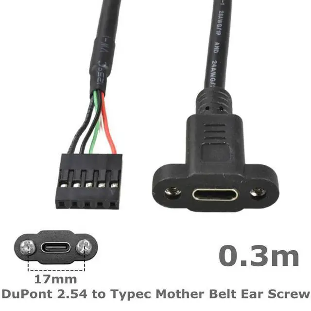 Alt view image 4 of 6 - WRIARICH 30cm DuPont 2.54 5pin to Type-C Female Ribbon Screw Fixed Data Charging Cable 2.0 Version TPCI Board USB Plug Type-C