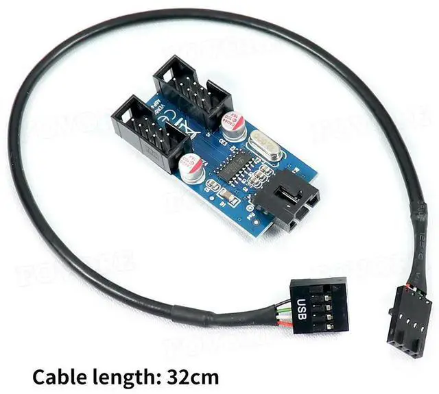 Alt view image 6 of 6 - WRIARICH USB Hub USB Splitter USB2.0 9Pin to Dual 9Pin Hub Adapter Riser Motherboard USB 9Pin Header Connector 1 to 2 Extension Cable