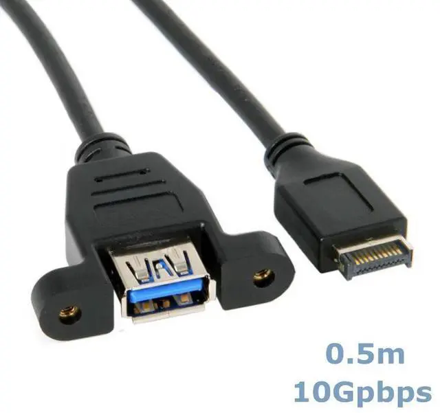 Main image of WRIARICH 50cm USB 3.0 Female Pair Type-e Computer Host Rear Motherboard Connection Cable With Panel Mounting Screws To Secure Data Cable