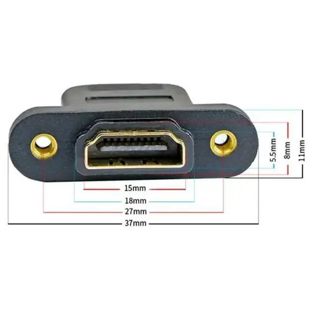 Alt view image 3 of 3 - WRIARICH 1ft 30cm 1.4V HDMI-compatible A Type Fmale to HDMI Female Extension Cord Screw Holes Lock Panel Mount Cable with screws