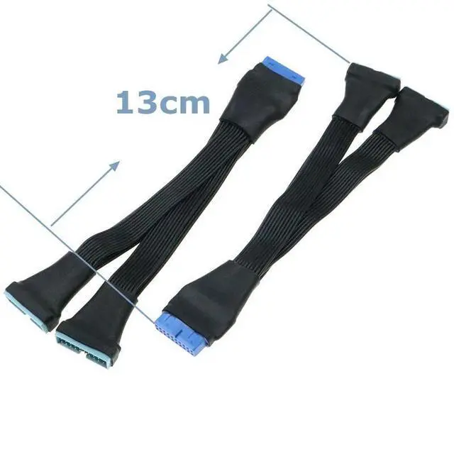 Alt view image 3 of 3 - WRIARICH Black 13cm USB 3.0 19/20Pin Internal Extension Header 1 to 2 Adapter Splitter Cable for Motherboard
