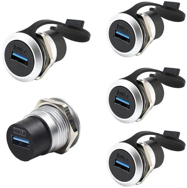 Main image of WRIARICH PENGLIN 5PCS USB 3.0 Panel Mount Coupler, USB 3.0 Panel Mount Connector Female to Female Bulkhead Extension Adapter with Water/Dustproof cap