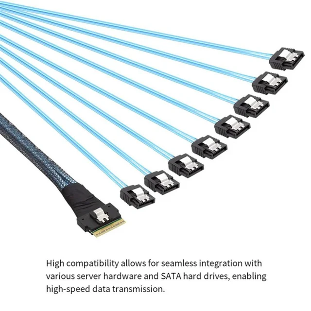Alt view image 2 of 3 - WRIARICH High Speed Pcie 4.0 Slimline Slimsas SFF-8654 8I To 8X SATA 74Pin Target Hard Disk Fanout Cable 1M For Raid