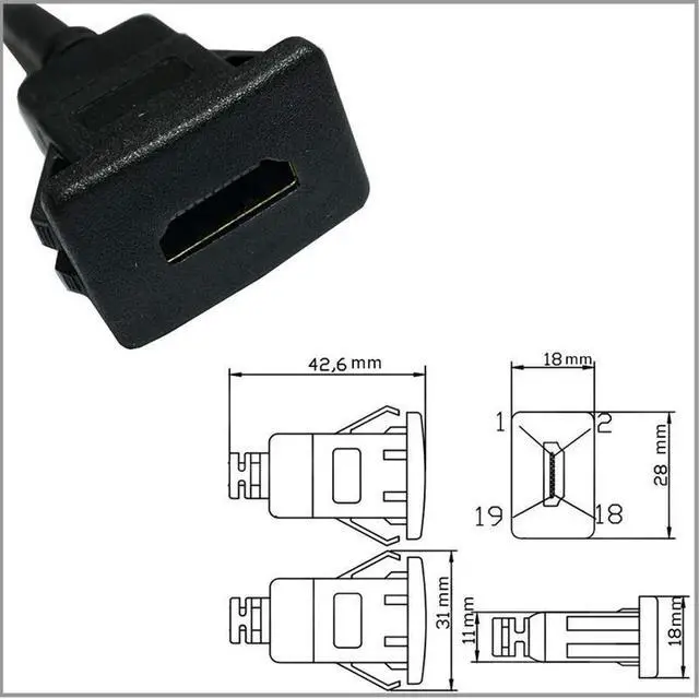Alt view image 2 of 3 - WRIARICH 4K 60Hz HDMI-compatible with male to female Automotive Ship Panel Embedded Installation Connection Waterproof Cable