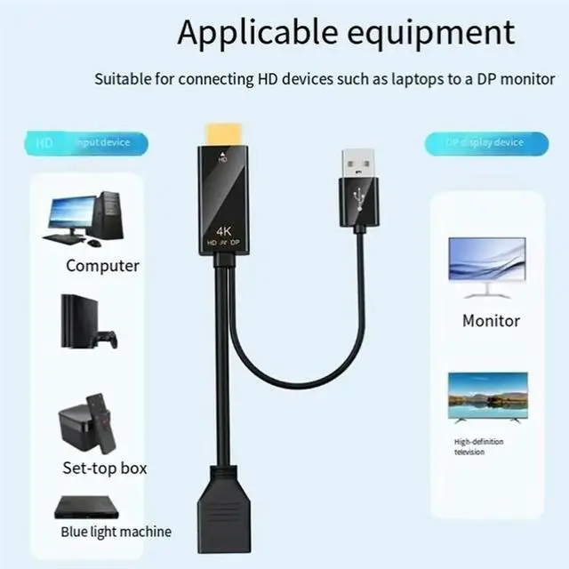 Alt view image 3 of 3 - WRIARICH 4K Compatible To Displayport DP Converter Cable- Male HDTV Port To Female DP Adapter Conversion For Laptop Monitor Mal