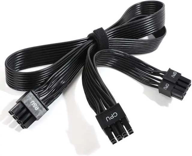 Alt view image 6 of 7 - WRIARICH PSU CPU 8 Pin to Dual 8 (4+4) Pin EPS Cable Male to Male CPU Power Cable for Seasonic Focus Prime ASUS ROG Thor Strix Modular Power Supply (70cm+15cm)