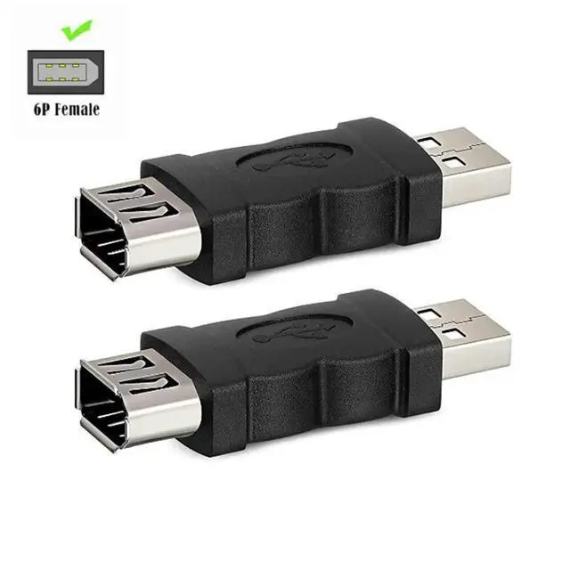 Alt view image 2 of 3 - WRIARICH Firewire IEEE 1394 6-pin female to USB 2.0 Type A male Adapter adapter Camera Phone MP3 Player PDA Camera black