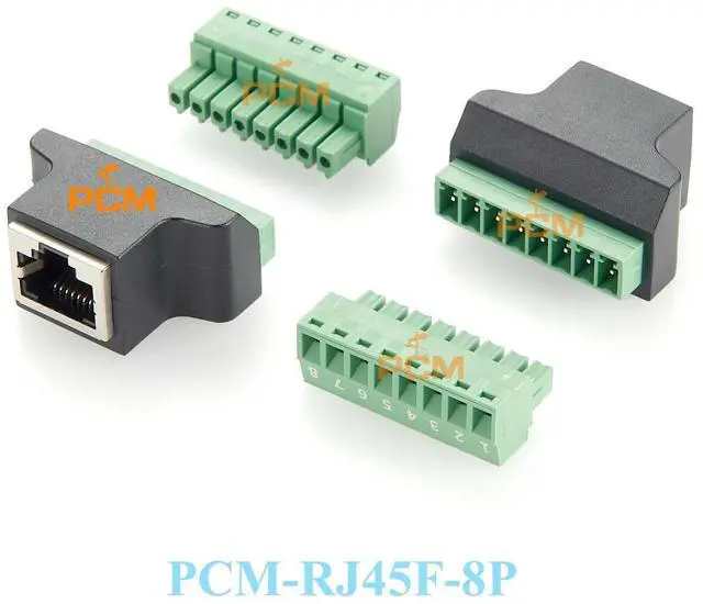 Main image of WRIARICH rj45 to screw terminal Block 8p connector ethernet rj45 Male Female to 8 pin screw terminal network adapter cable for CCTV DVR