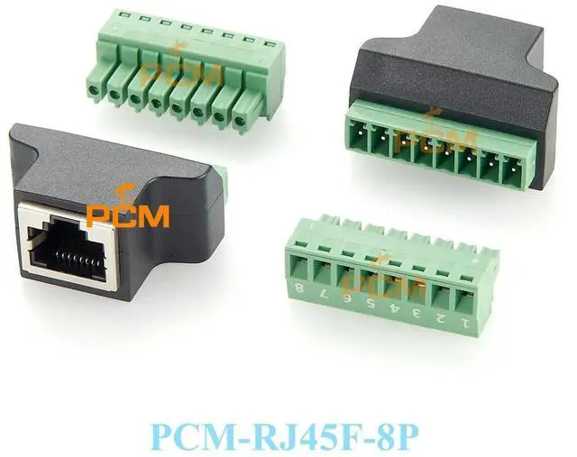 Alt view image 2 of 3 - WRIARICH rj45 to screw terminal Block 8p connector ethernet rj45 Male Female to 8 pin screw terminal network adapter cable for CCTV DVR