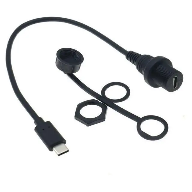 Alt view image 3 of 3 - WRIARICH 30cm USB Type C 2.0 Male to Female Car Flush Mount Dash Waterproof Extension Cable for Car, Motorcycle,Truck Dashboard-Black (US