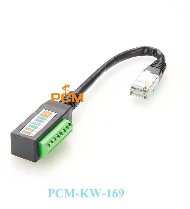 Main image of WRIARICH CAT5E RJ45 Male to Terminal Block cable, Solderless RJ45 to 8 pin terminal block adapters with 20cm Pigtail Cable