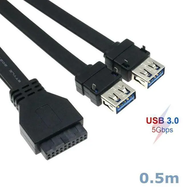 Main image of WRIARICH 0.6m High Speed Front Panel Cable Adapter 20Pin to 2 Port USB 3.0 with Fixed Foot for PC Desktop Computer Case Chassi