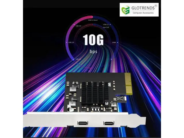 Alt view image 5 of 7 - WRIARICH Vszerda U3142C 2-Port 10Gb USB 3.1 Gen2 Type-C to PCIE X4 Expansion Card with ASM 3142 Chip, Regular and Low-profible Bracket