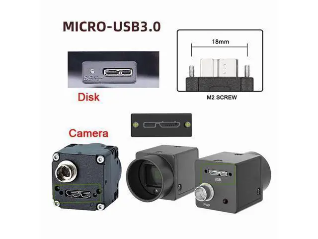 Alt view image 2 of 7 - WRIARICH CY Cable Micro USB3.0 Single Screw Locking to USB3.0 Data 5Gbps Power Cable for VR Industrial Camera Computer (8.0m with Chipset)