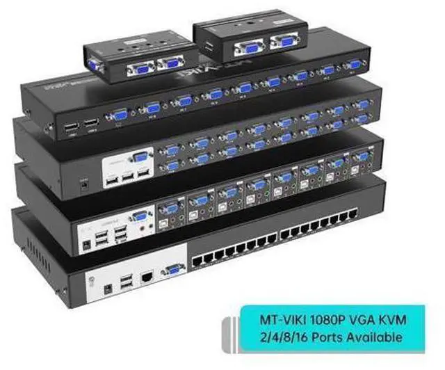 Alt view image 7 of 7 - WRIARICH MT-VIKI KVM Switch VGA, 4 Port KVM Switch for 4 Computers Share One Monitor Keyboard Mouse Printer, 3 USB 2.0 Hub, Included 4 VGA KVM Cables